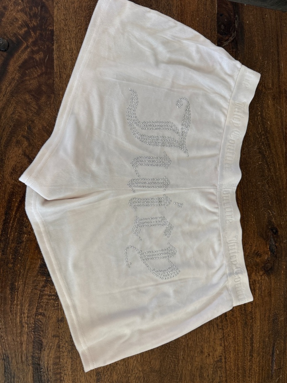 Juicy Couture White Rhinestone Logo Shorts